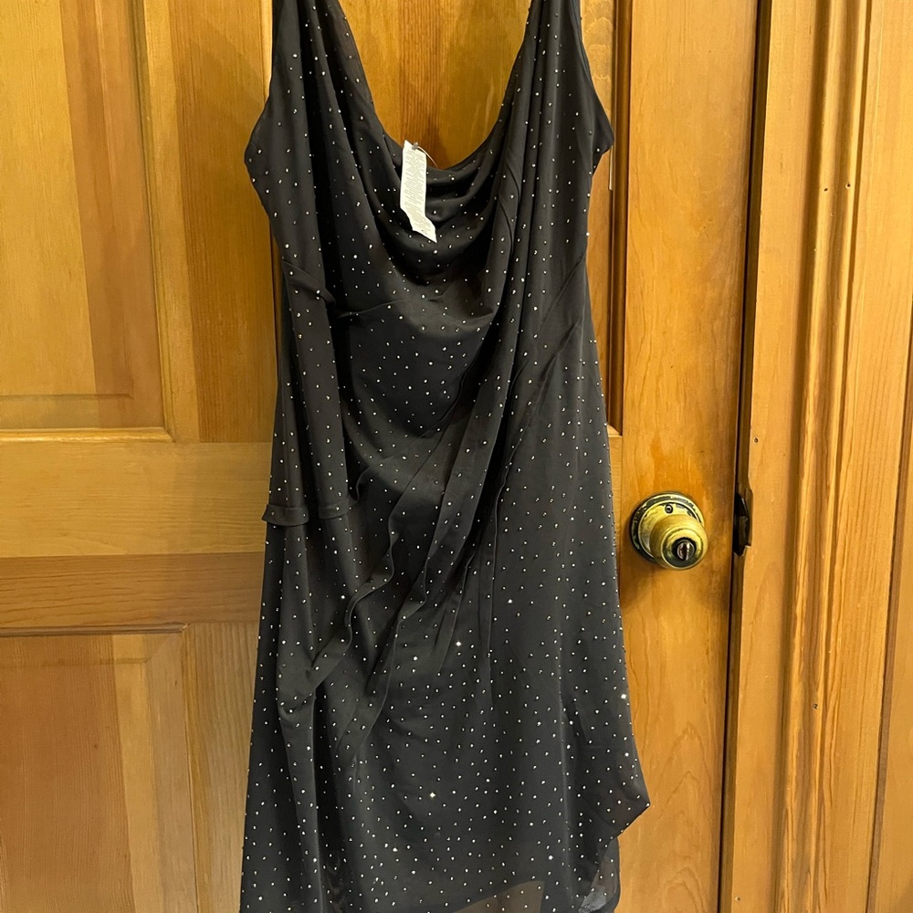 ASOS Black Asymmetrical Dress with Silver Accents